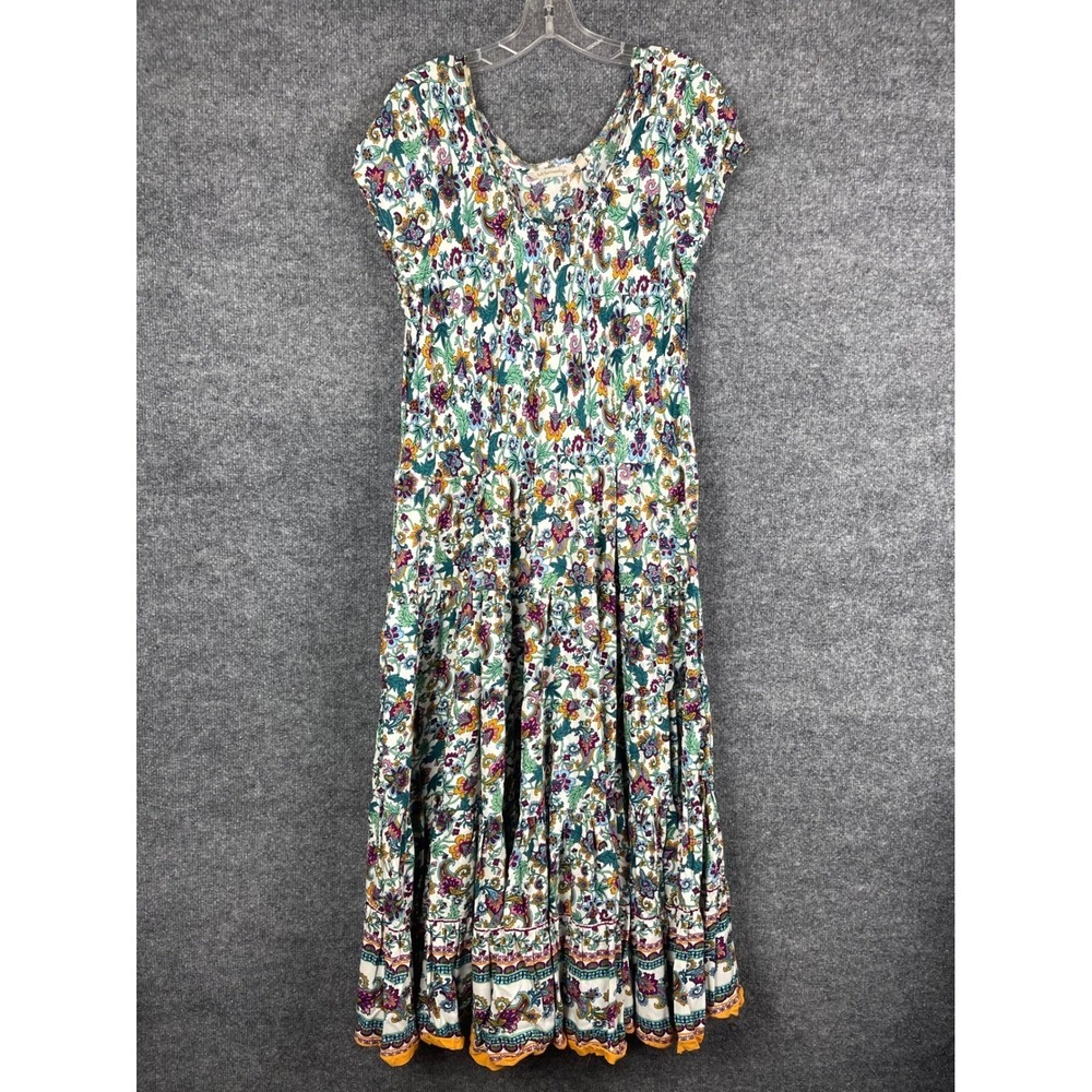 Soft Surroundings Maxi Dress‎ Women L Multicolor Excellent Paisley Floral Tiered
